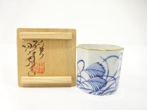 高野昭阿弥造　染付　芒の図　蓋置